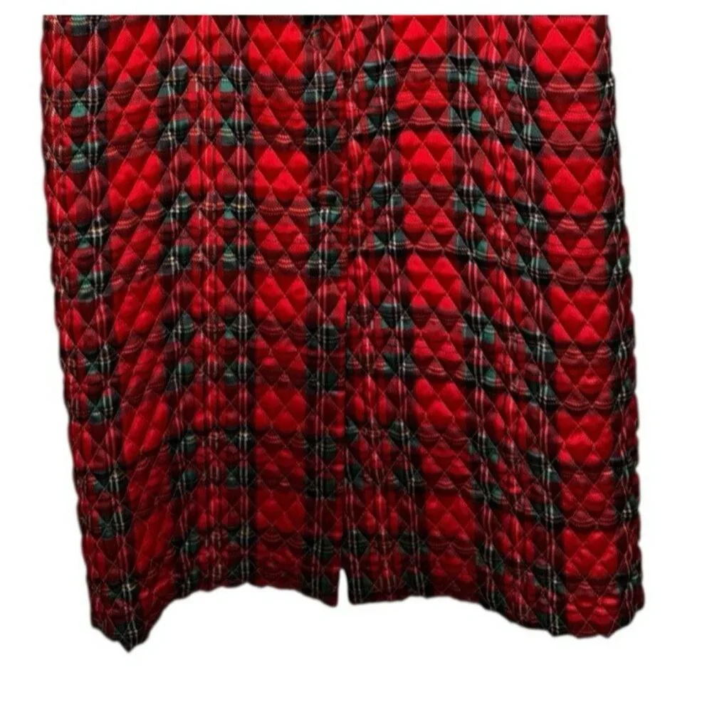 Her Majesty Vintage Girls Robe Quilted Red Plaid Christmas Lace SZ 8